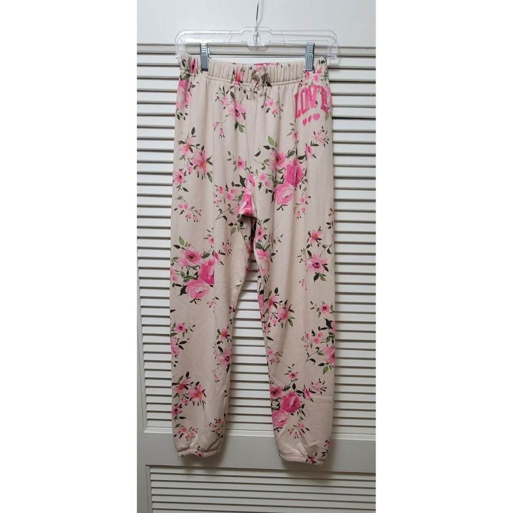 Pink Roses Sweatpants LOVE Pink Roses Joggers Girls Size 16 The Childrens Place